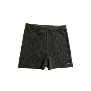 ALO Yoga Cashmere Ribbed Staycation Shorts in Cozy Grey Heather